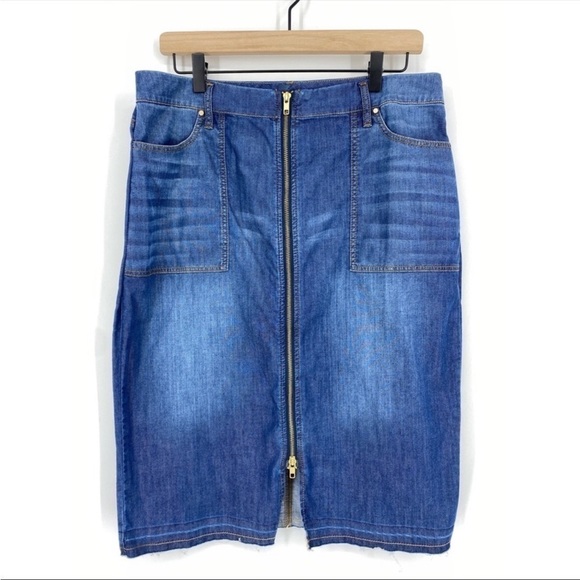 Chicos Raw Hem Full Zipper Pencil Skirt - Picture 1 of 9